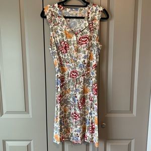 Loft floral sleeveless tie-waist shirt dress. Size large.